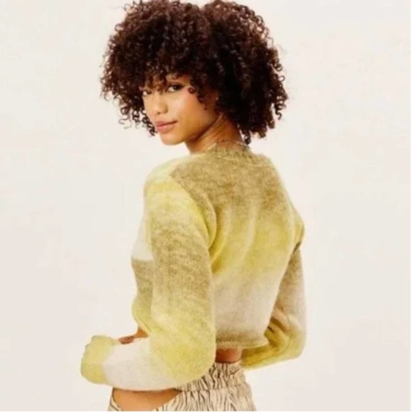 For Love & Lemons Yellow Celeste Crop Sweater sz Medium - Picture 2 of 6